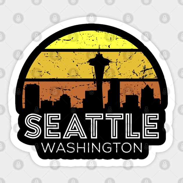 Seattle Washington Sunset Sticker by Design_Lawrence